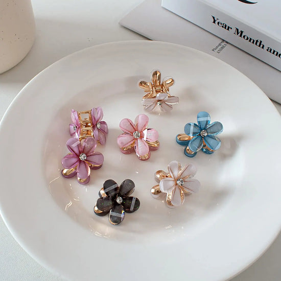 Crystal Flower Hair Clip Set (10pcs)