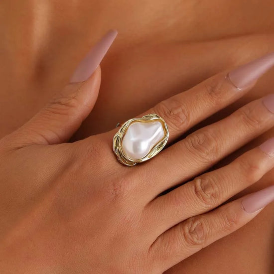 Vintage Pearl Starfish Open Ring – Adjustable 2025