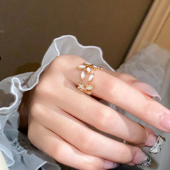 Colorful Leaf Open Ring