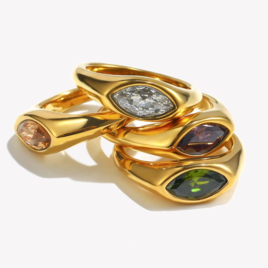 Horse Eye Zircon Gold Ring