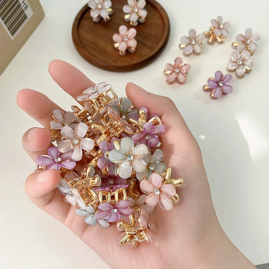 Crystal Flower Hair Clip Set (10pcs)