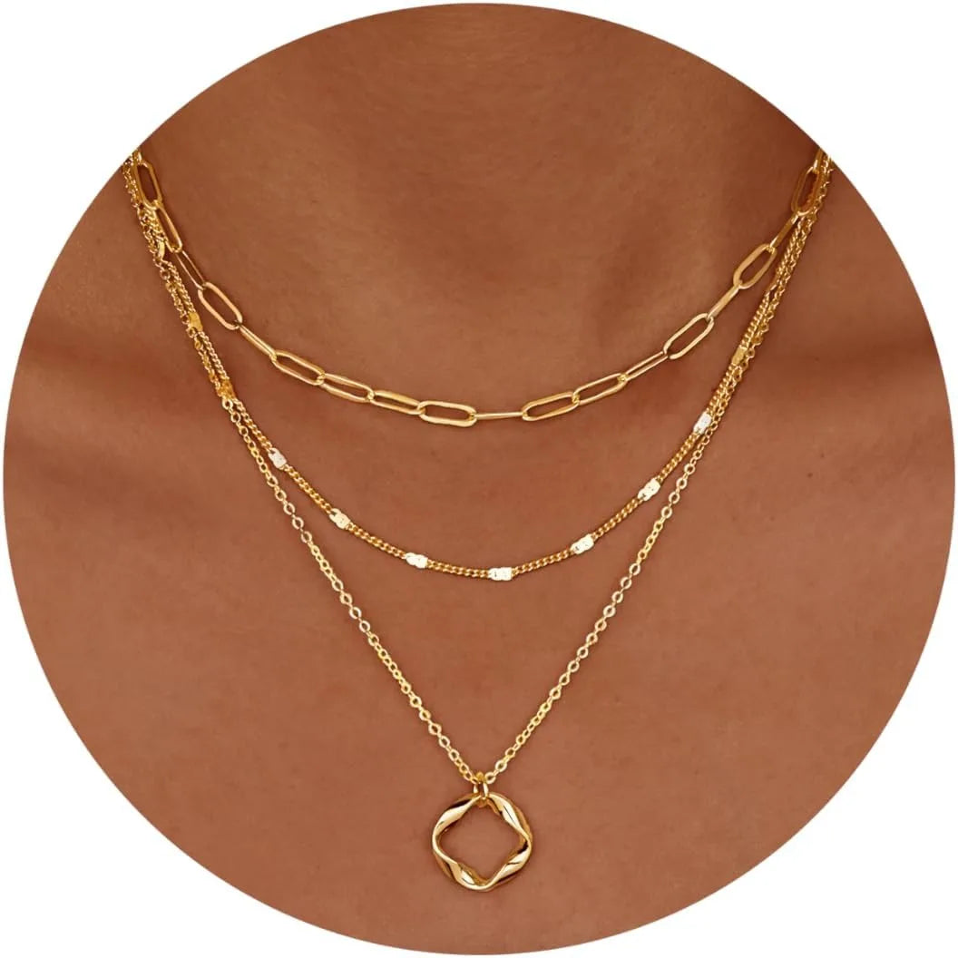 Layered Gold & Silver Necklace Set