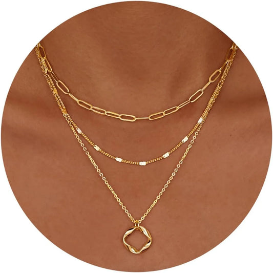 Layered Gold & Silver Necklace Set