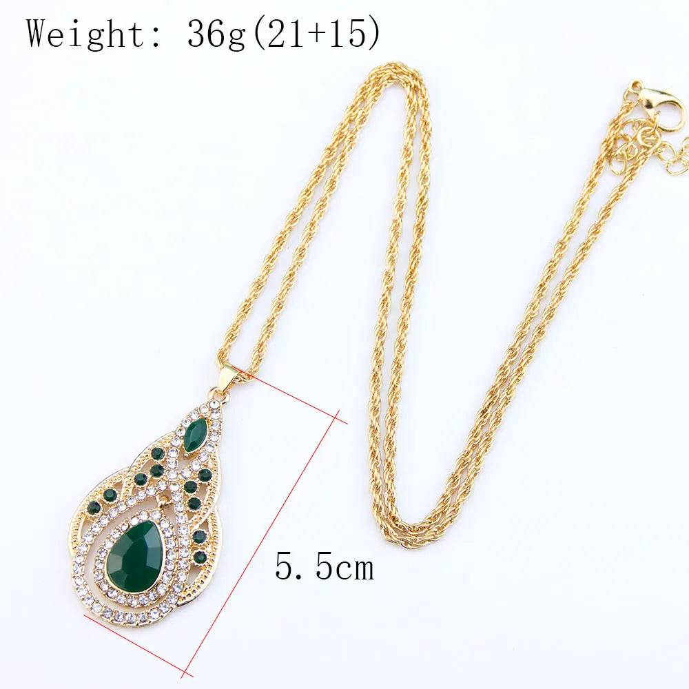 Gold Arabian Crystal Pendant Necklace