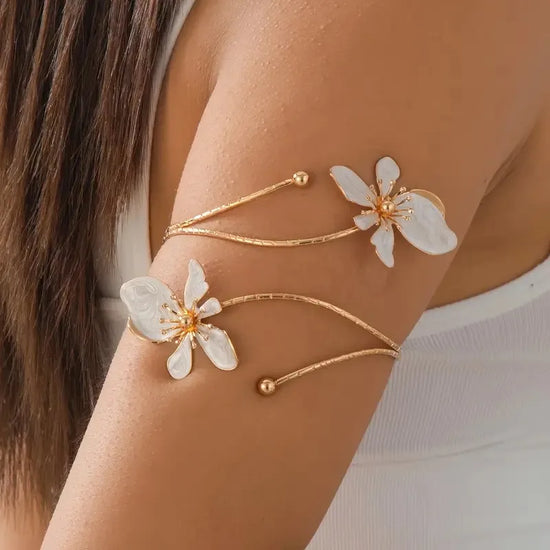 Vintage Floral Open Cuff Armlet
