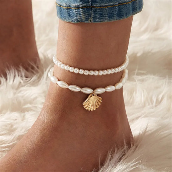 Bohemian Pearl Chain Anklet
