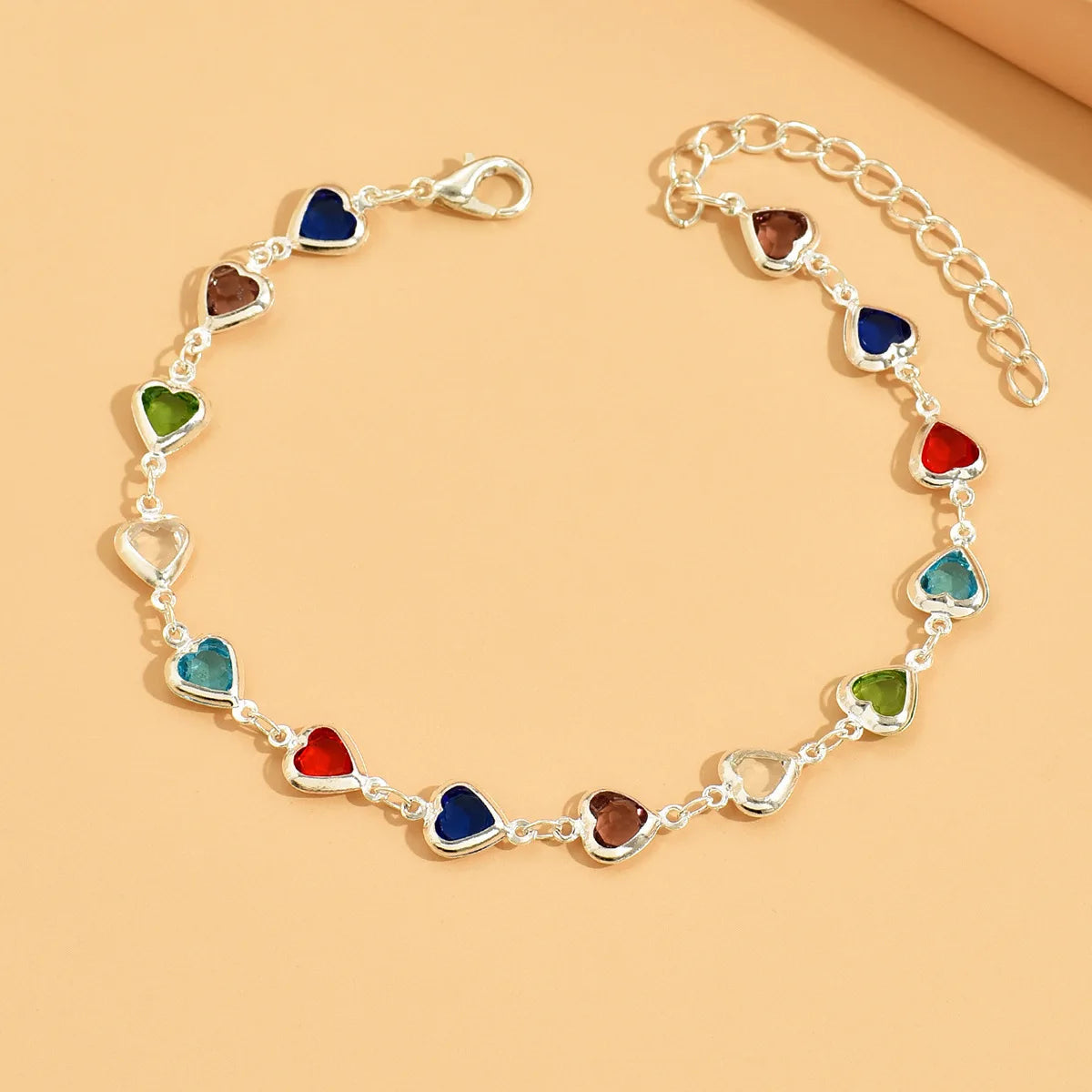 Rainbow Crystal Heart Anklet