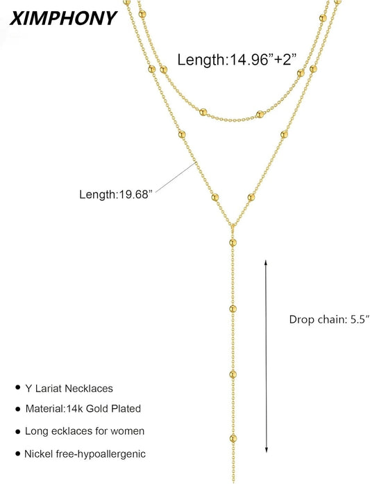 Layered Y-Shaped Beaded Pendant Necklace