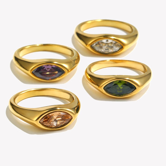 Horse Eye Zircon Gold Ring